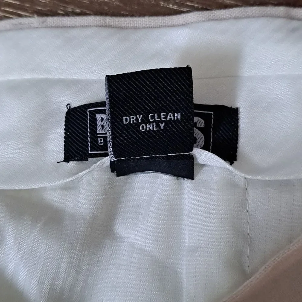Britches by Samtex Men's Linen Blend Cream Pants 34x32 Front Pleats Cuffed Hem